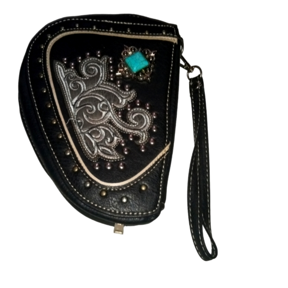Leather Crossbody/Wristlet Women's Conceal Weapon Purse/ CCW License Compartment